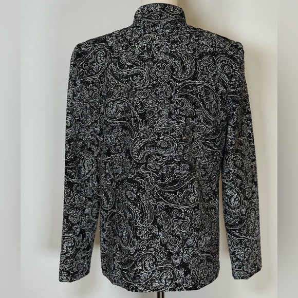 Alex Evenings | Black Embellished Zip Front Formal Jacket Women’s Size Medium - Picture 4 of 11